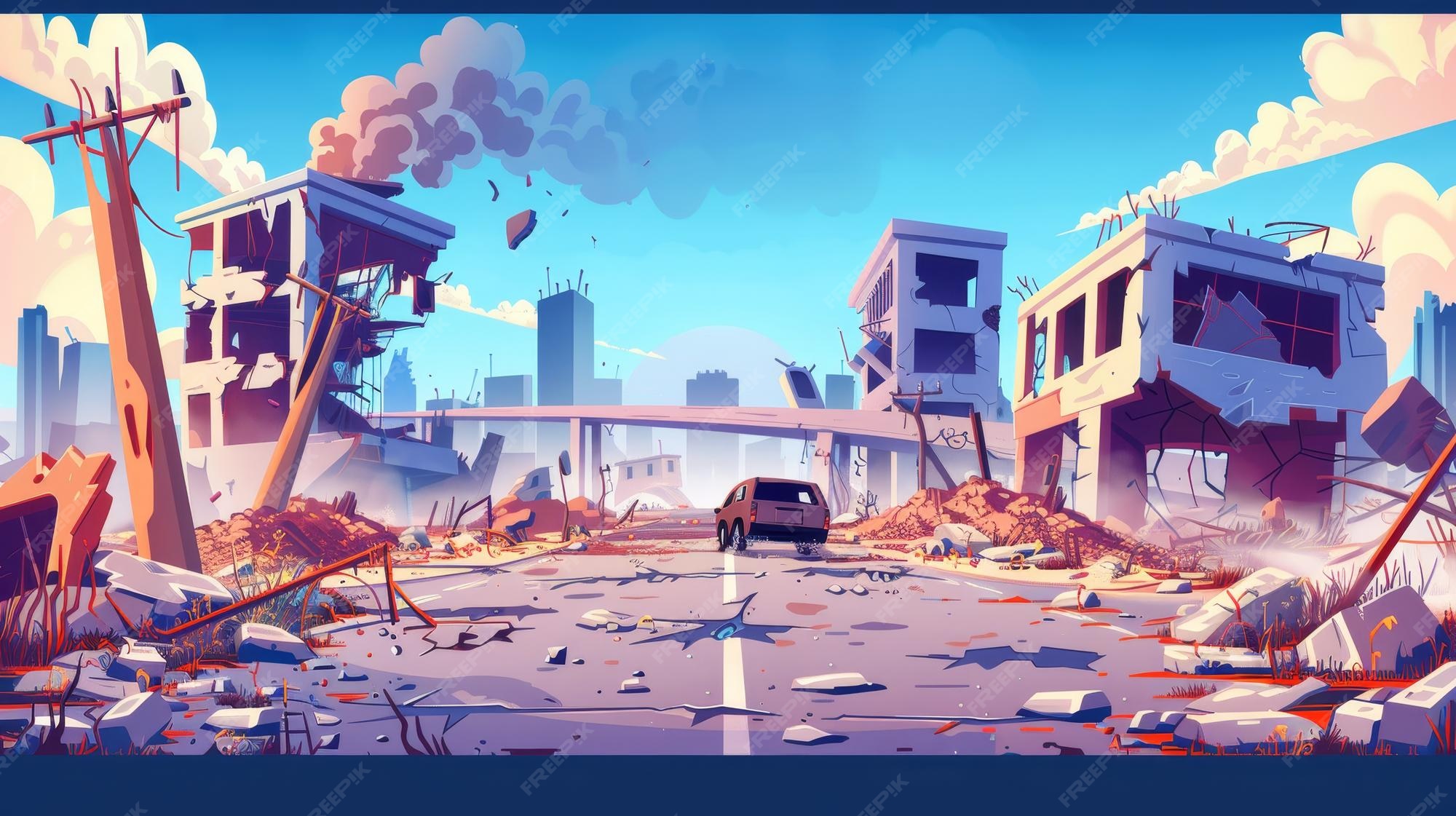 Premium Photo  The city has been wrecked in a war zone with abandoned 