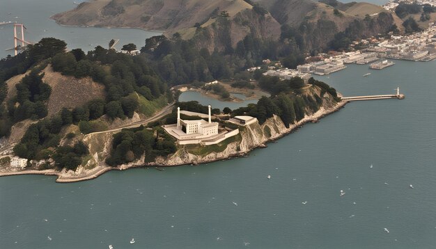 a city is surrounded by water and the bay is surrounded by a large group of boats