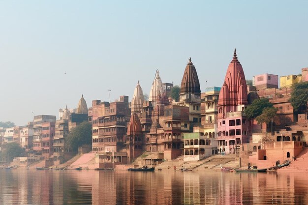 Photo a city is a temple complex and the water is calm