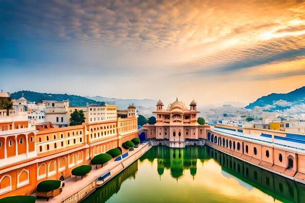 Premium AI Image  A city is a temple located in the heart of the city.