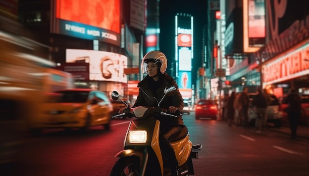 Городская жизнь ночью мужчины женщины трафик сгенерирован ИИ