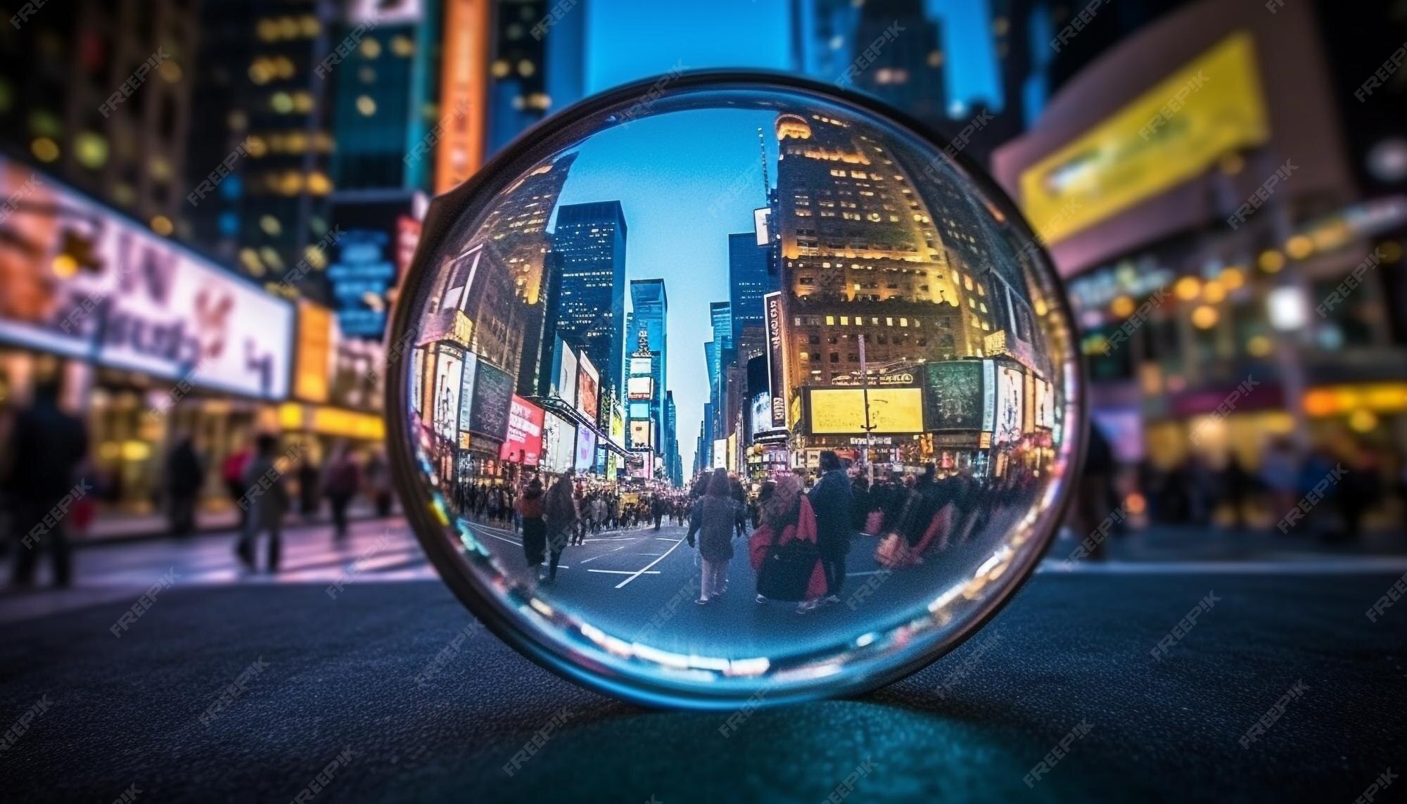 Premium AI Image | City life at night skyscrapers illuminate famous 