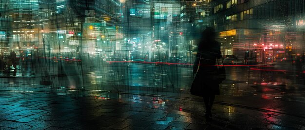 City Lights and Haunting Blurs A Spectral Dance in the Night