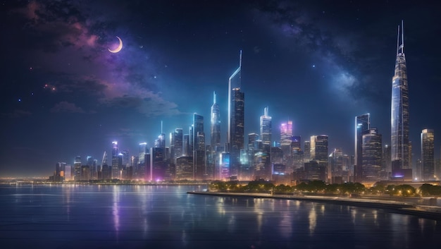 빛의 도시 매혹적인 밤의 스카이라인