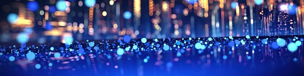 City lights at night bokeh soft light abstract background bokeh particles Background decoration Wide banner