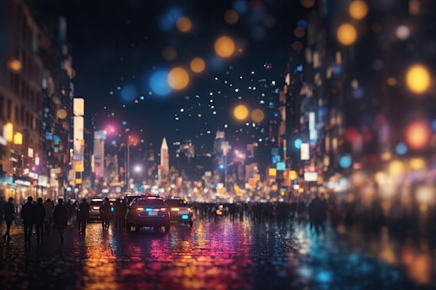 City lights at night in city ai generative