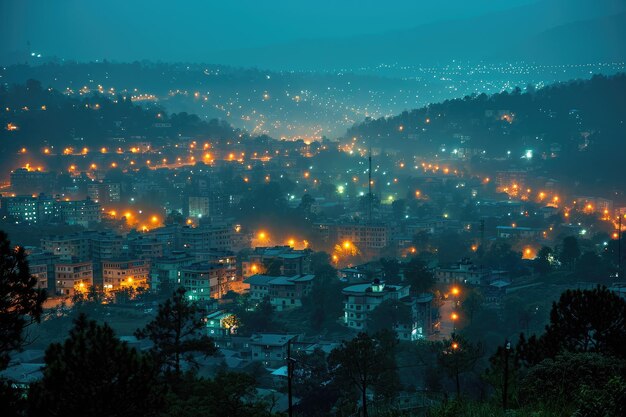 a city lit up at night professional photography