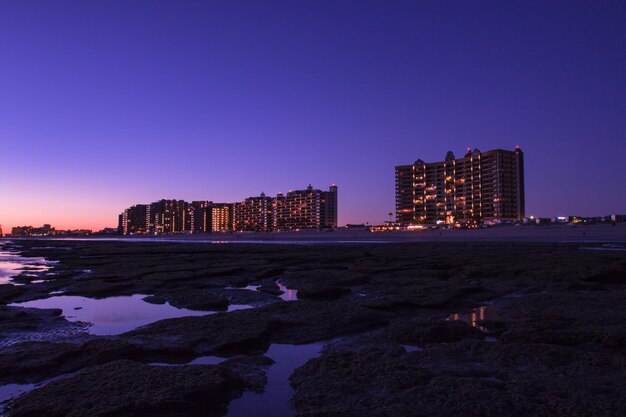 City lit up at night