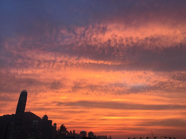 City lit up at sunset