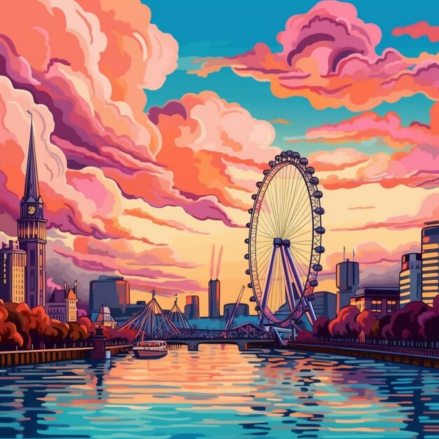 city of london colorful illustration