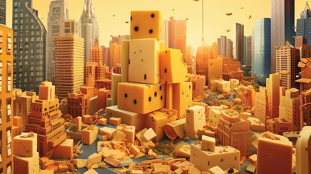 A city made of cheese Generative AI