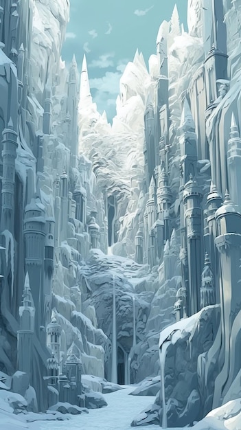 City made entirely of ice and snow