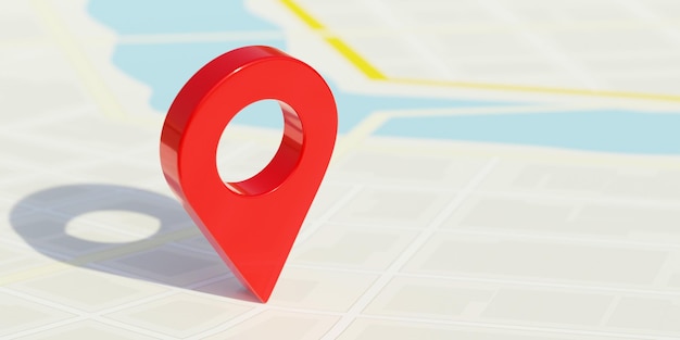 City map and red pin pointer location Travel navigation GPS concept