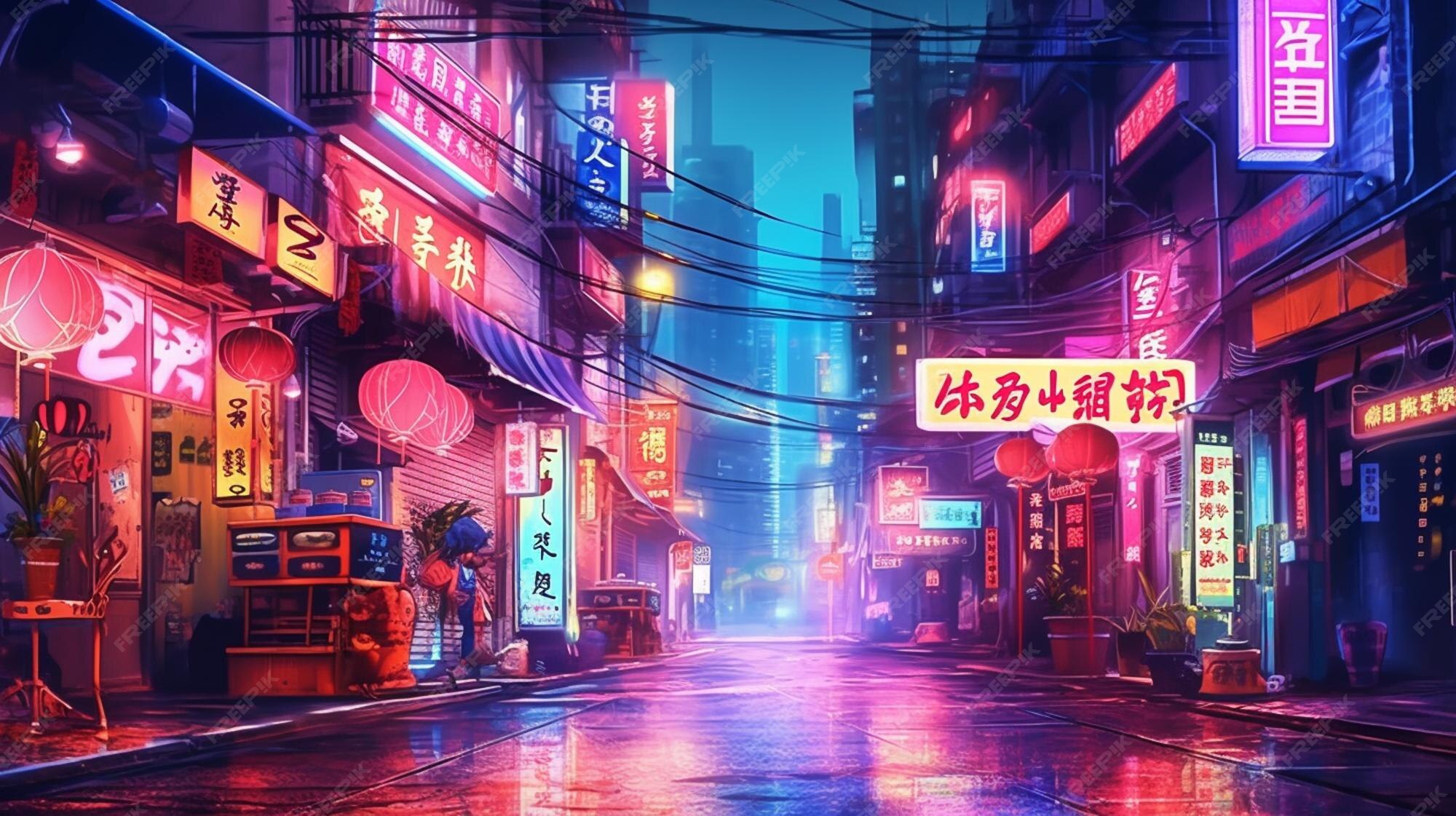 Premium Photo The city of neon lights