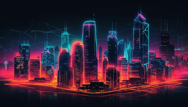 city at night city skyline city generative AI