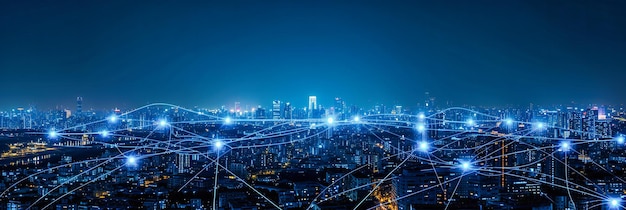 city night cityscape and urban modern skyline landscape downtown travel with business view blue light sky