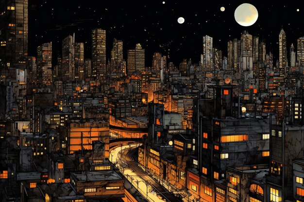 City at night illustration