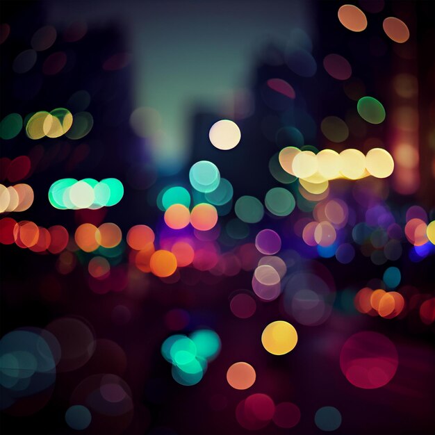 City night landscape bokeh blurred illustration urban landscape at dusk time AI generated image