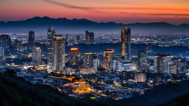 City night landscape from the view point on top of mountain chiangmai thailand