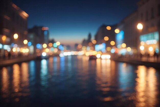 City night light blur bokeh defocused background