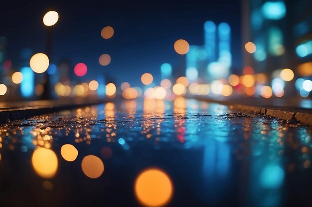 City night light blur bokeh defocused background