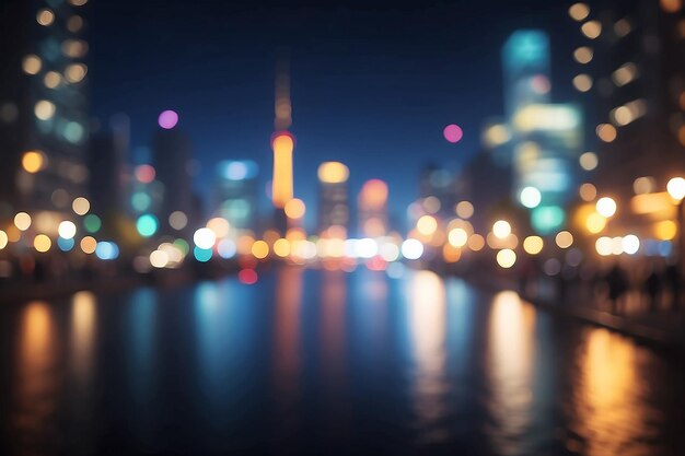 City night light blur bokeh defocused background