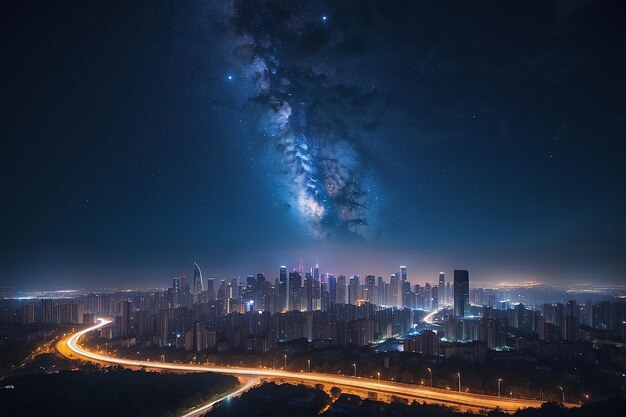 Photo city night sky view