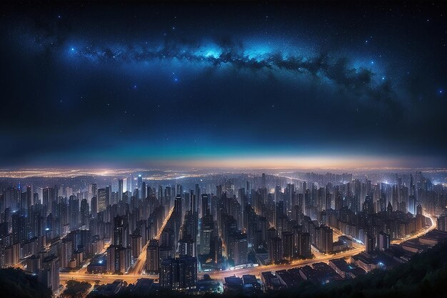 Photo city night sky view