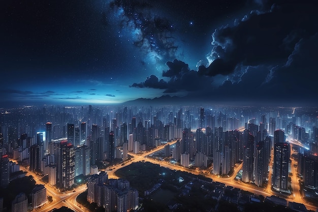 Photo city night sky view