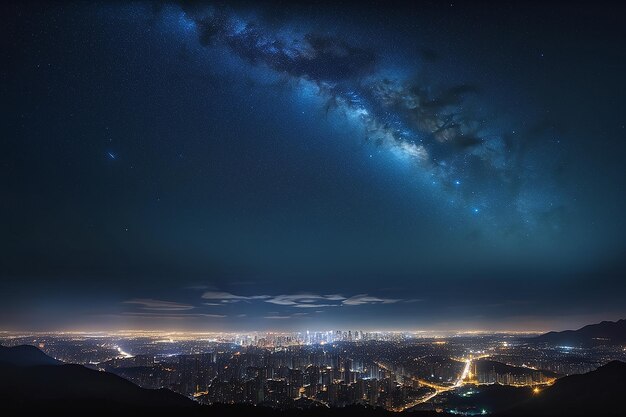 Photo city night sky view