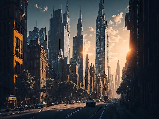 City of Dreams AIGegenereerde stadsgezichten die onontgonnen rijken voorstellen Door AI gegenereerd
