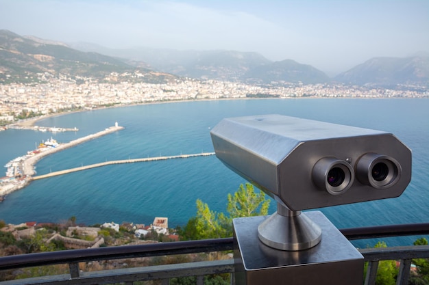 City paid binoculars on the observation deck in alanya
turkey