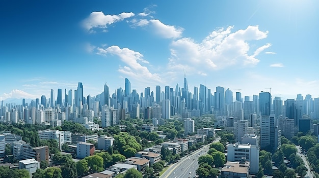 City panorama with skyscraper buildings daylight made by AI generated