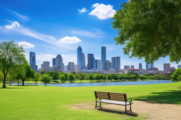 City park under blue sky