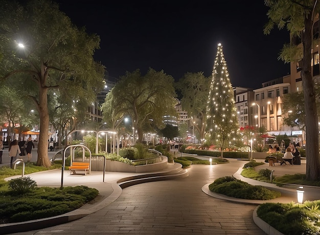 city park with its white lights