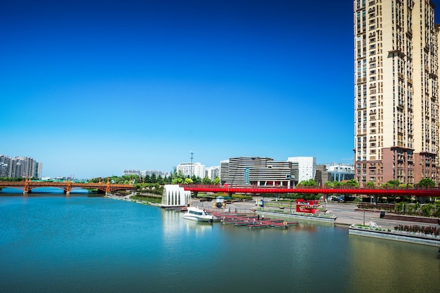 City park with Suzhou beach in background