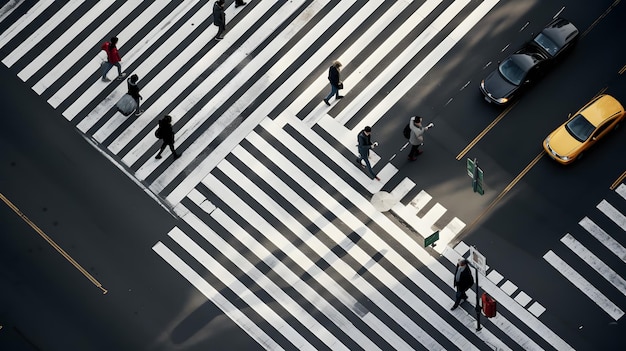 City Pedestrian Crossing Top Perspective