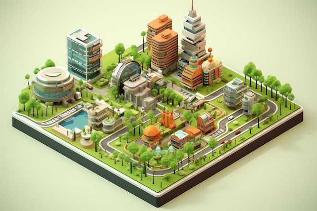 Photo city plan isometric