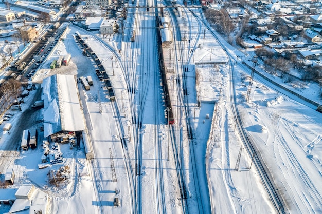 City railway station Sunny winter day