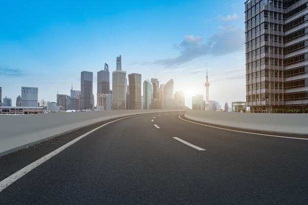 The city and the road in the modern office building