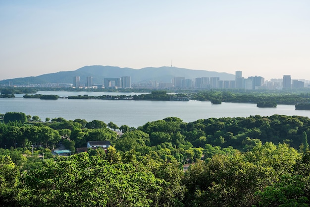 City scenery of Wuli Lake in Wuxi