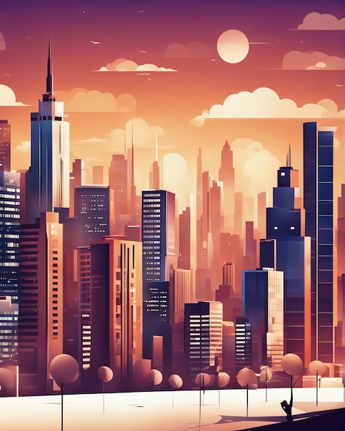 Photo city skyline building futuristic background