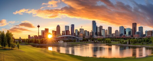 Photo city skyline of calgary alberta canada