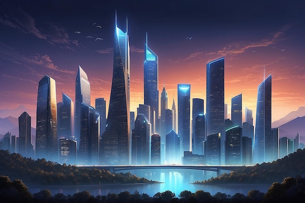 City skyline concept illustration