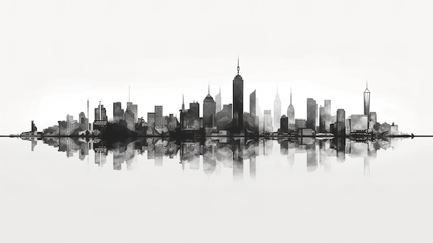 Photo city skyline drawing black and white sketch