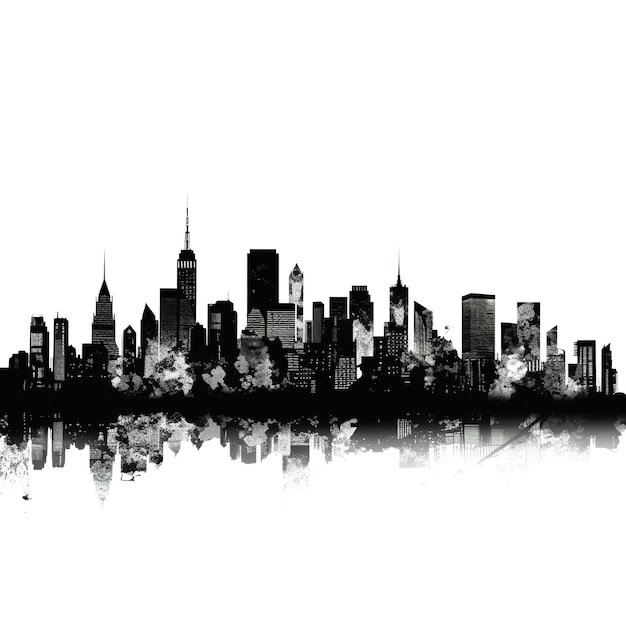 Foto skyline della città disegno schizzo in bianco e nero