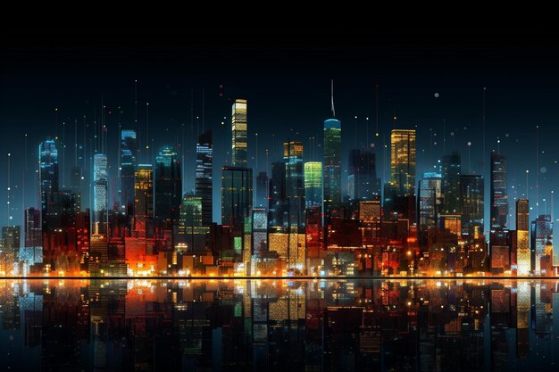 City skyline illuminated with vibrant African colo 00038 03