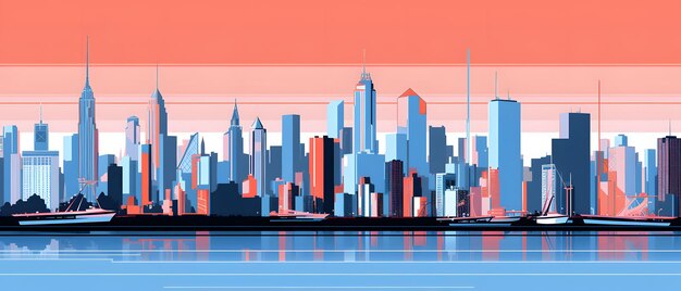 Photo city skyline illustration urban landscape