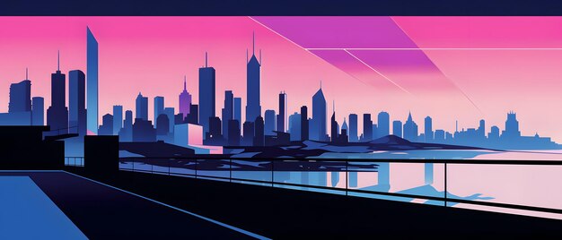 City skyline illustration Urban landscape