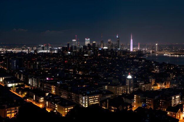 Photo a city skyline at night